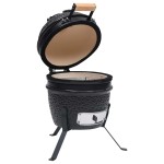 vidaXL Grătar cu afumătoare 2-în-1 Kamado, negru, 56 cm, ceramică