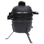 vidaXL Grătar cu afumătoare 2-în-1 Kamado, negru, 56 cm, ceramică