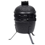 vidaXL Grătar cu afumătoare 2-în-1 Kamado, negru, 56 cm, ceramică