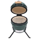 vidaXL Grătar cu afumătoare 2-în-1 Kamado, verde, 56 cm, ceramică