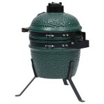vidaXL Grătar cu afumătoare 2-în-1 Kamado, verde, 56 cm, ceramică