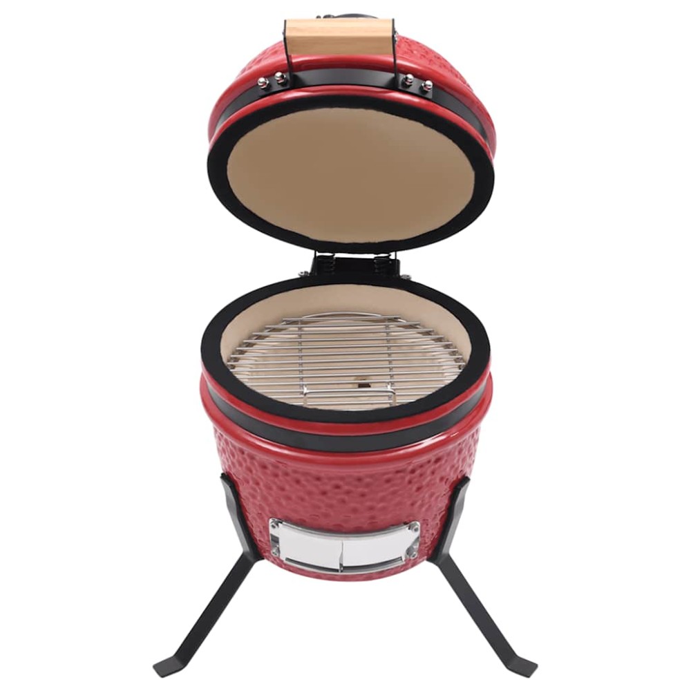 vidaXL Grătar cu afumătoare 2-în-1 Kamado, roșu, 56 cm, ceramică