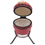 vidaXL Grătar cu afumătoare 2-în-1 Kamado, roșu, 56 cm, ceramică vidaXL Grătar cu afumătoare 2-în-1 Kamado, roșu, 56 cm, ceramică