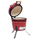 vidaXL Grătar cu afumătoare 2-în-1 Kamado, roșu, 56 cm, ceramică vidaXL Grătar cu afumătoare 2-în-1 Kamado, roșu, 56 cm, ceramică