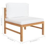 vidaXL Set mobilier grădină cu perne crem, 2 piese, lemn de tec