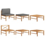 vidaXL Set mobilier grădină cu perne gri închis, 3 piese, lemn de tec vidaXL Set mobilier grădină cu perne gri închis, 3 piese, lemn de tec