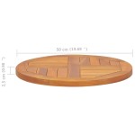 vidaXL Blat de masă, 50 cm, lemn masiv de tec, rotund, 2,5 cm