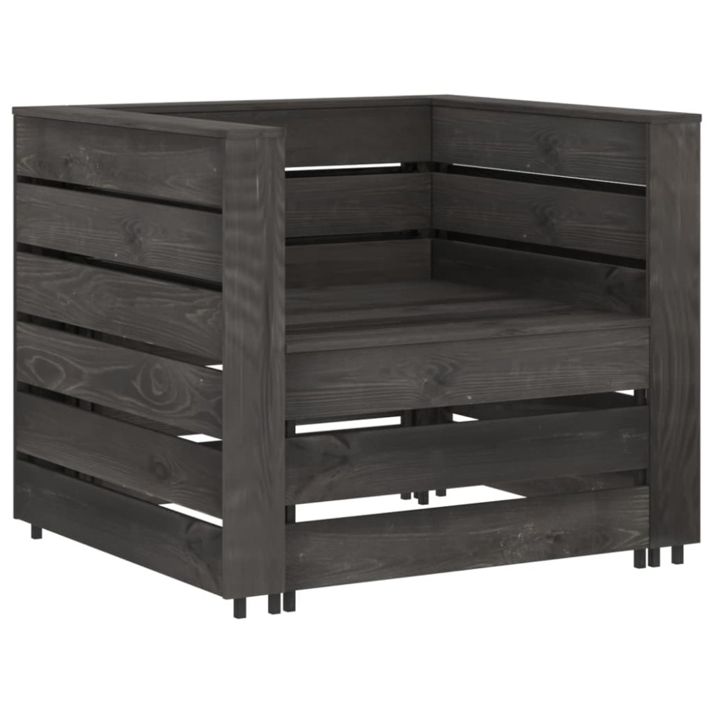 vidaXL Set mobilier de grădină paleți, 2 piese, gri, lemn pin tratat