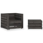 vidaXL Set mobilier de grădină paleți, 2 piese, gri, lemn pin tratat vidaXL Set mobilier de grădină paleți, 2 piese, gri, lemn pin tratat