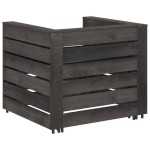 vidaXL Set mobilier de grădină paleți, 2 piese, gri, lemn pin tratat vidaXL Set mobilier de grădină paleți, 2 piese, gri, lemn pin tratat