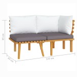 vidaXL Set mobilier de grădină cu perne, 2 piese, lemn masiv de acacia vidaXL Set mobilier de grădină cu perne, 2 piese, lemn masiv de acacia