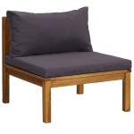 vidaXL Set mobilier grădină perne gri închis, 3 piese, lemn acacia