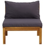 vidaXL Set mobilier grădină perne gri închis, 3 piese, lemn acacia