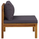 vidaXL Set mobilier grădină perne gri închis, 3 piese, lemn acacia
