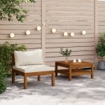 vidaXL Set canapea grădină perne alb crem, 2 piese, lemn masiv acacia vidaXL Set canapea grădină perne alb crem, 2 piese, lemn masiv acacia