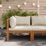 vidaXL Canapea modulară de colț cu perne alb crem, lemn de acacia vidaXL Canapea modulară de colț cu perne alb crem, lemn de acacia
