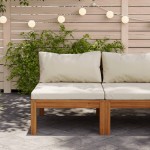 vidaXL Canapea de mijloc modulară cu perne alb crem, lemn de acacia vidaXL Canapea de mijloc modulară cu perne alb crem, lemn de acacia