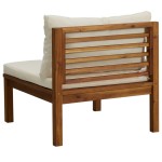 vidaXL Canapea de mijloc modulară cu perne alb crem, lemn de acacia vidaXL Canapea de mijloc modulară cu perne alb crem, lemn de acacia