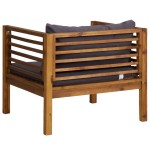 vidaXL Scaun de grădină, perne gri închis, lemn masiv de acacia vidaXL Scaun de grădină, perne gri închis, lemn masiv de acacia