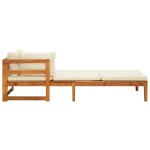 vidaXL Șezlong cu 1 cotieră, alb crem, lemn masiv de acacia vidaXL Șezlong cu 1 cotieră, alb crem, lemn masiv de acacia