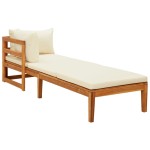 vidaXL Șezlong cu 1 cotieră, alb crem, lemn masiv de acacia vidaXL Șezlong cu 1 cotieră, alb crem, lemn masiv de acacia