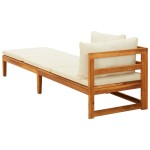 vidaXL Șezlong cu 1 cotieră, alb crem, lemn masiv de acacia vidaXL Șezlong cu 1 cotieră, alb crem, lemn masiv de acacia
