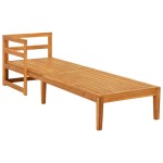 vidaXL Șezlong cu 1 cotieră, alb crem, lemn masiv de acacia vidaXL Șezlong cu 1 cotieră, alb crem, lemn masiv de acacia