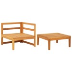 vidaXL Set mobilier grădină perne alb/crem, 2 piese, lemn masiv acacia