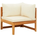 vidaXL Set mobilier grădină perne alb/crem, 2 piese, lemn masiv acacia