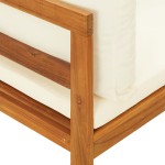 vidaXL Set mobilier grădină perne alb/crem, 2 piese, lemn masiv acacia
