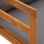 vidaXL Șezlong de plajă cu perne gri închis, lemn masiv acacia