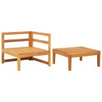 vidaXL Set mobilier grădină cu perne gri închis, 2 piese, lemn acacia
