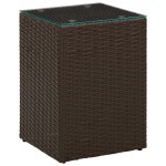 vidaXL Masă laterală cu blat de sticlă, maro, 35x35x52 cm, poliratan vidaXL Masă laterală cu blat de sticlă, maro, 35x35x52 cm, poliratan