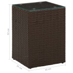 vidaXL Masă laterală cu blat de sticlă, maro, 35x35x52 cm, poliratan vidaXL Masă laterală cu blat de sticlă, maro, 35x35x52 cm, poliratan