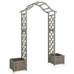 vidaXL Pergolă de grădină cu jardinieră, gri, lemn masiv de brad vidaXL Pergolă de grădină cu jardinieră, gri, lemn masiv de brad