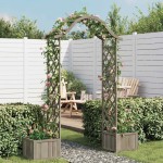vidaXL Pergolă de grădină cu jardinieră, gri, lemn masiv de brad vidaXL Pergolă de grădină cu jardinieră, gri, lemn masiv de brad