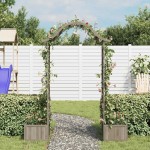 vidaXL Pergolă de grădină cu jardinieră, gri, lemn masiv de brad vidaXL Pergolă de grădină cu jardinieră, gri, lemn masiv de brad