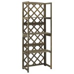 vidaXL Spalier cu rafturi, gri, 55x30x140 cm, lemn masiv brad vidaXL Spalier cu rafturi, gri, 55x30x140 cm, lemn masiv brad