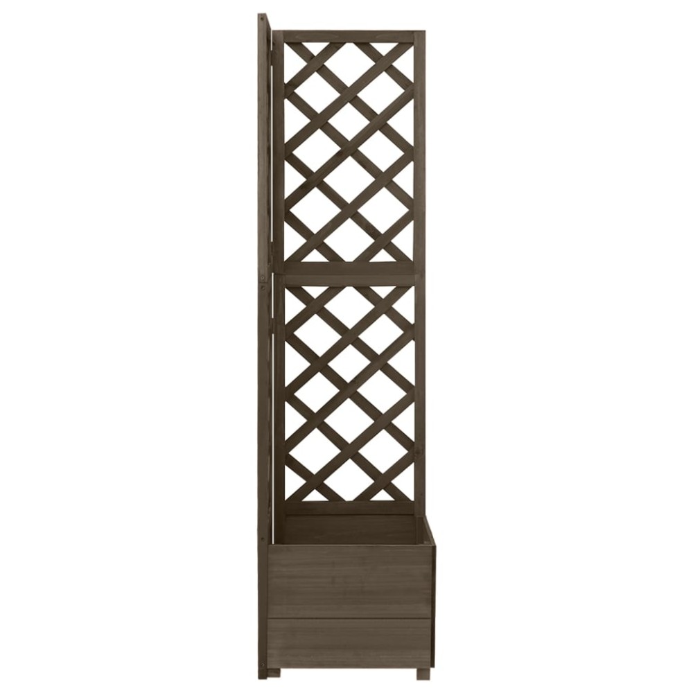 vidaXL Jardinieră colț cu spalier, gri, 40x40x150 cm, lemn masiv brad