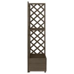 vidaXL Jardinieră colț cu spalier, gri, 40x40x150 cm, lemn masiv brad