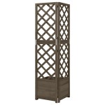 vidaXL Jardinieră colț cu spalier, gri, 40x40x150 cm, lemn masiv brad