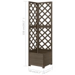 vidaXL Jardinieră colț cu spalier, gri, 40x40x150 cm, lemn masiv brad