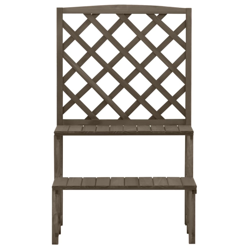 vidaXL Suport plante cu spalier, gri, 70x42x115 cm, lemn masiv de brad