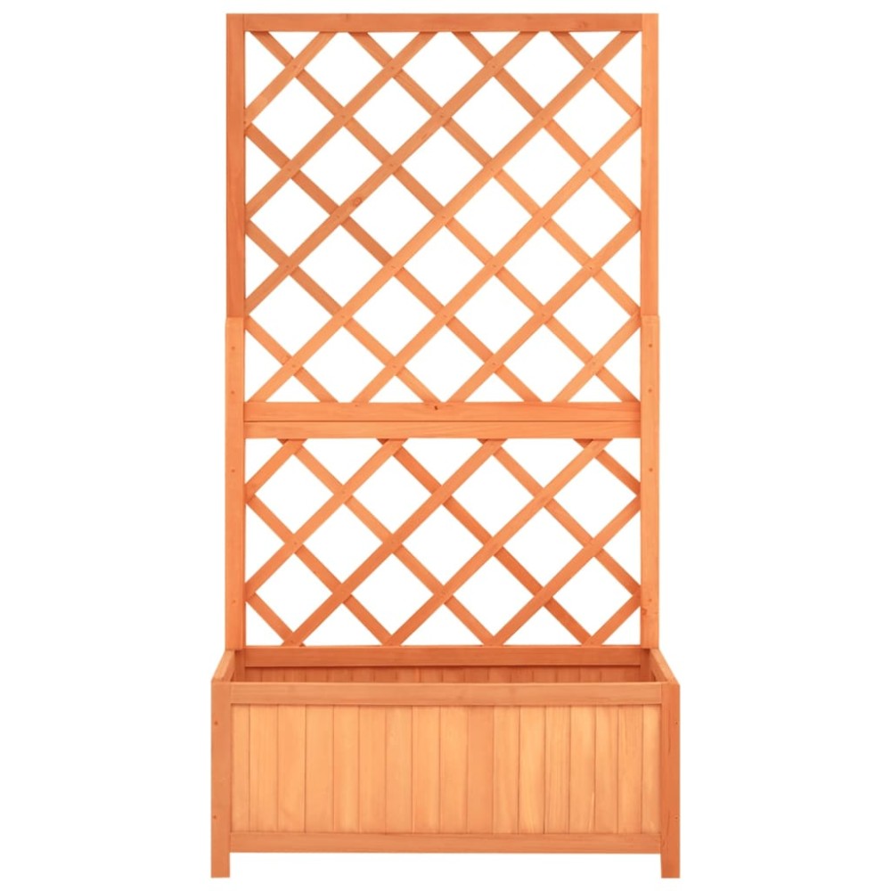 vidaXL Jardinieră cu spalier, maro, 70x30x135 cm, lemn masiv brad