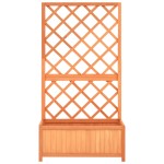 vidaXL Jardinieră cu spalier, maro, 70x30x135 cm, lemn masiv brad