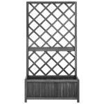 vidaXL Jardinieră colț cu spalier, negru, 70x30x135 cm,lemn masiv brad vidaXL Jardinieră colț cu spalier, negru, 70x30x135 cm,lemn masiv brad