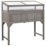 vidaXL Strat înălțat cu seră, 110x54x120 cm, lemn masiv de brad vidaXL Strat înălțat cu seră, 110x54x120 cm, lemn masiv de brad