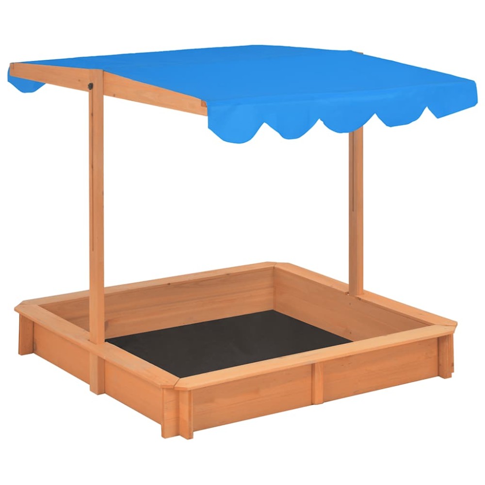 vidaXL Cutie de nisip cu acoperiș ajustabil, 115x115x115 cm, lemn brad