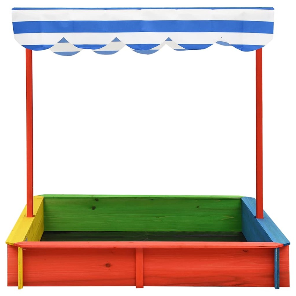 vidaXL Cutie de nisip cu acoperiș ajustabil, multicolor lemn brad UV50