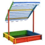 vidaXL Cutie de nisip cu acoperiș ajustabil, multicolor lemn brad UV50 vidaXL Cutie de nisip cu acoperiș ajustabil, multicolor lemn brad UV50